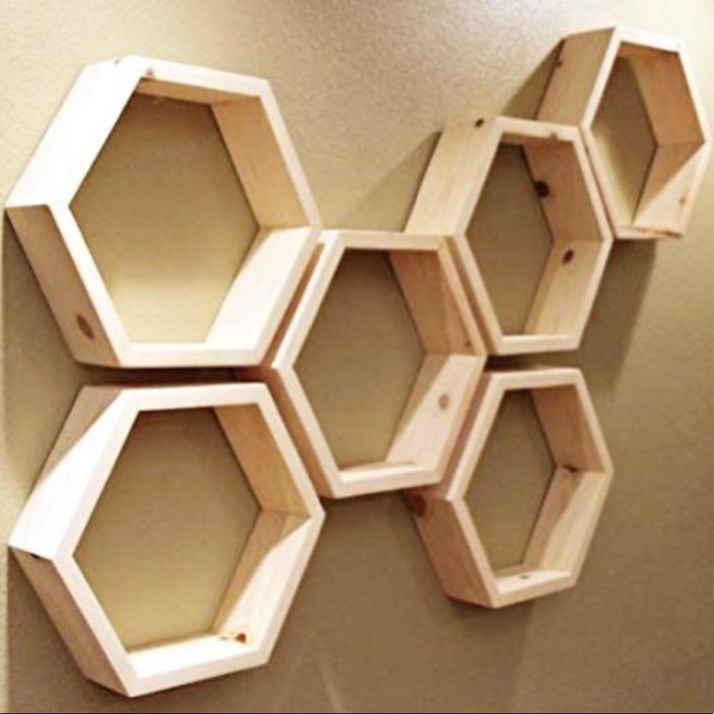 set of 6 Medium Floating Honeycomb shelves,